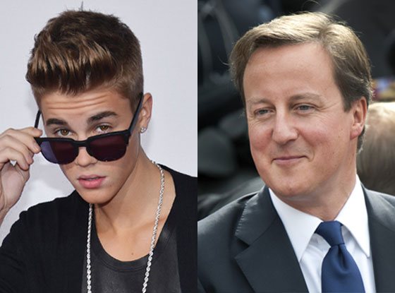Justin Bieber, PM David Cameron Justin Bieber, PM David Cameron